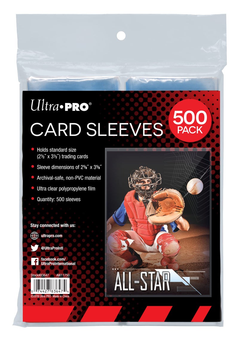Ultra Pro ألترا برو - أكمام بنىÂ® أكمام بطاقات واضحة لبطاقات التداول بحجم قياسي قياس 2.5" × 3.5" (عبوة 500 عد)  - Image 1